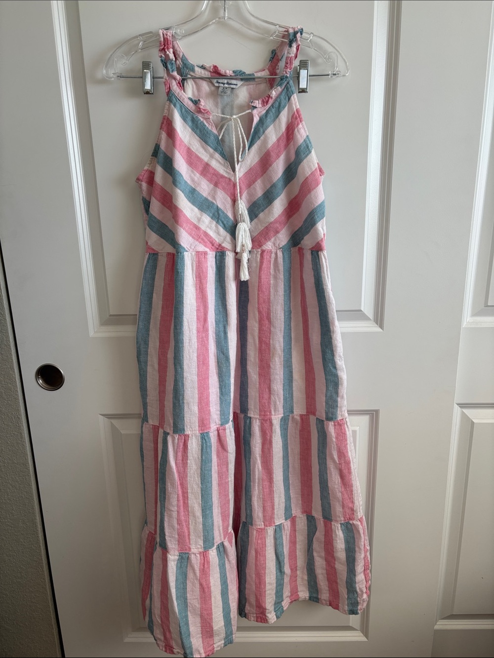 Tommy Bahama Pink, Blue & White Striped Maxi Dress